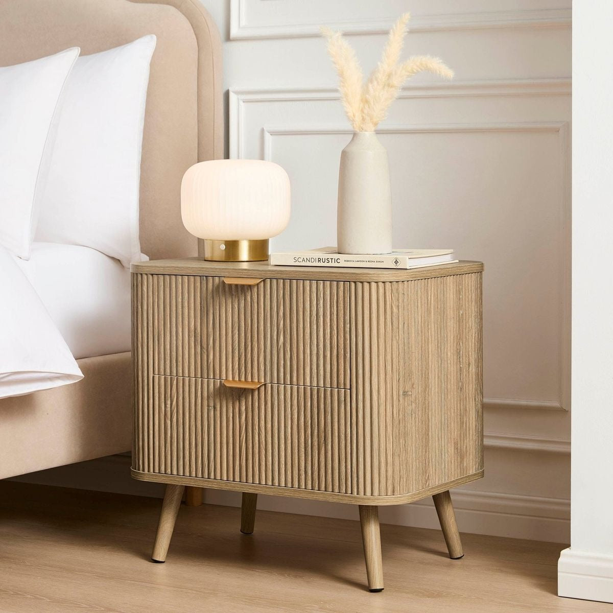 Aurielle Fluted Oak Side Table