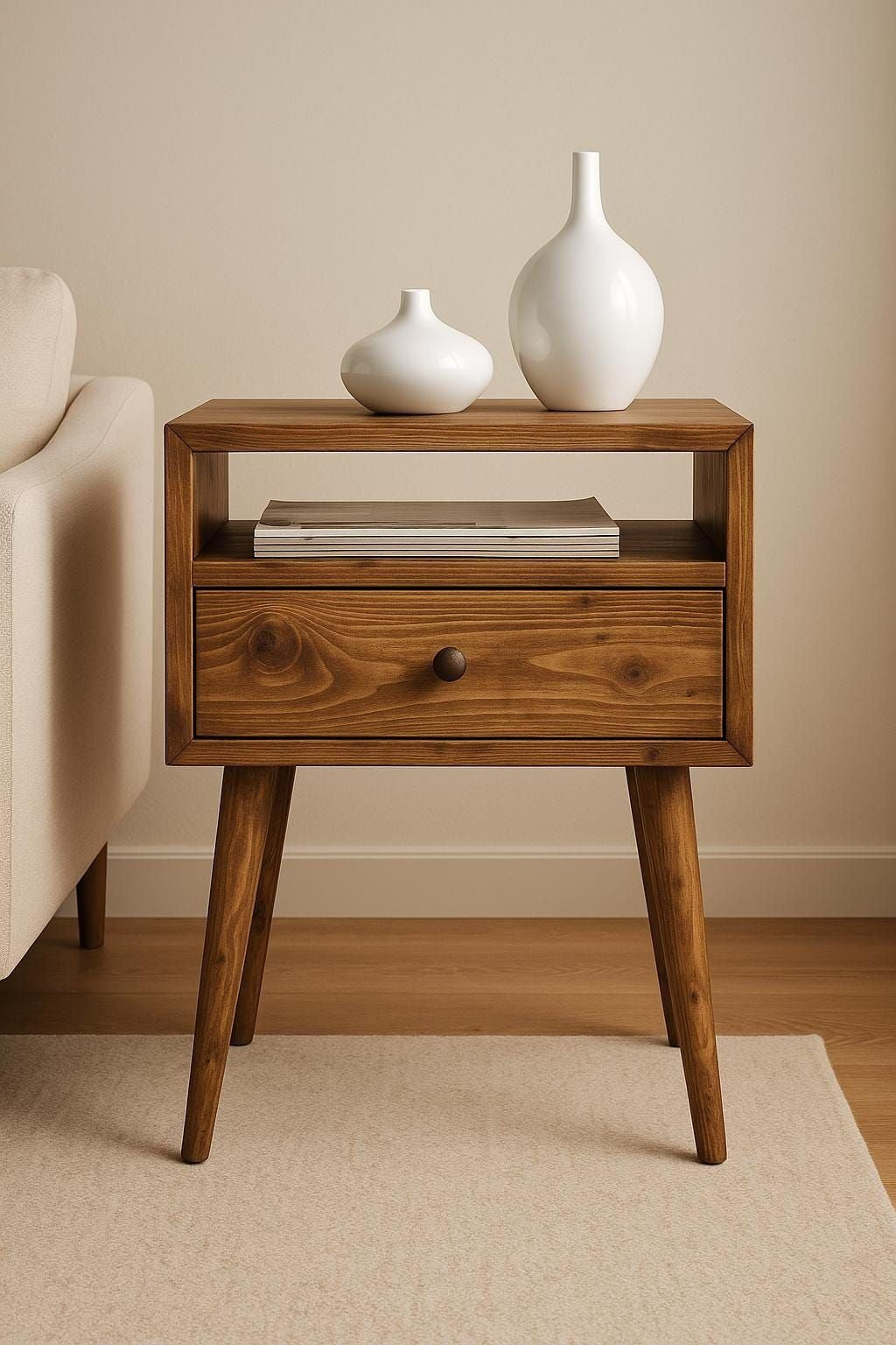 Arden Open Shelf Walnut Side Table
